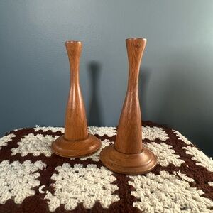 MCM Scandinavian Wood Candlesticks